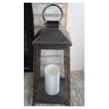 Hurricane lamp w/LED Candle 18"H