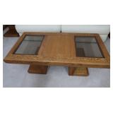Modern Oak & Glass Coffee Table 28x55x16"