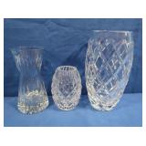 3 Crystal Vases-smallest marked Tipperary