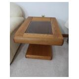 Modern Oak & Glass End Table 20x27x19"