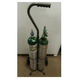 2 Oxygen2 Tanks, Regulator w/Portable Stand