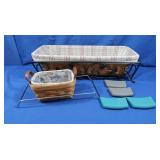 Longaberger Basket w/Metal Holder, Liner &