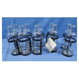 Set of Glass Bud Vases w/Metal Frames