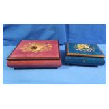 2 Vintage Lacquered Musical Jewelry Boxes made in