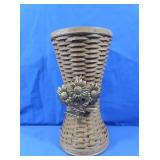 Longaberger Vase w/Plastic Liner & Metal Decor