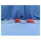 4 Glass Paperweights 2 w/American Flag  1x2x3"