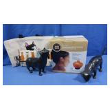 2 Cat Metal Cats, 2 Cat Themed Totes 6x12"