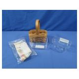 3 Longaberger Baskets 6x4x4" & Accessories