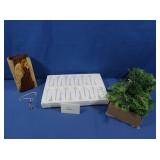 Wooden Puzzle Box, Glass Teardrop Ornaments, Tree