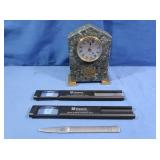 Chevron Stone Clock, Magnifiers w/Letter Opener