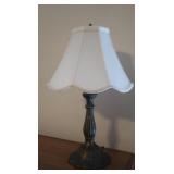 Embossed Metal Base Lamp w/Cloth Shade 20" tall