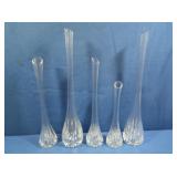 5 Heavy Glass Bud Vases