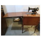 Singer Sewing Machine in Cabinet w/Notions