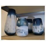 4 Blue & White Vases 9" & 14" tall