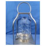 Metal Lantern Frame wGlass Insert&Remot Fairy