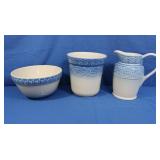 3 pc Longaberger Pottery-Blue