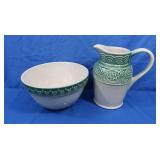 2 pc Longaberger Pottery-Green