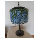 Tiffany-style Wisteria Lamp w/Metal Base-29"H