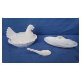 Milk Glass Hen on Nest, Dish & more