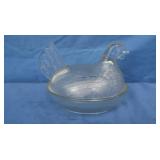 Indiana Clear Glass Hen on Nest
