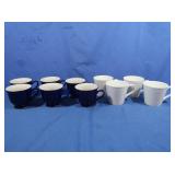 Coffee Mugs-4 Cobalt Blue Ceramic, 4 White