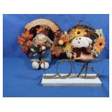 2 Fall Door Wreaths 10", Love Sign 12lx6"t
