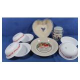 Apple Pie Baking Dish, 10" Ceramic Heart Bowl