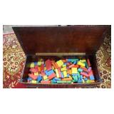 Wooden Box 12x29x8.5" w/Childrens Blocks
