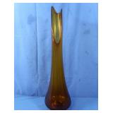 Vintage Amber Swung Glass Vase 24" tall