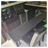 Black Metal Kitchen Table w/Glass Top w/4 Padded