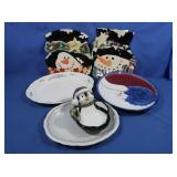 Pfaltzgraff Serving Platter, Penguin, Snowman,
