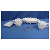 Fenton Hobnail Milk Glass & Slag Glass Ashtray