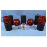 Halloween Black Pillar Candles, Votive Holders