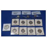 1967 Kennedy Half Dollar, 3 Graded Silver Dimes,