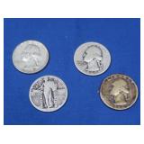 4 Washington Silver Quarters