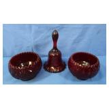 Vintage Westmoreland Ruby Glass Bowls 3" tall &