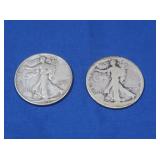 2 Walking Liberty Half Dollars 1943, No date