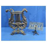 Vintage Cast Iron Lyre Music Rack, Metal Music