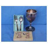 Silverplate Chalice & Childrens Fork & Spoon