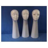 3 Styrofoam Mannequin Head Displays