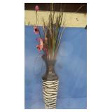 Zebra Vase 20" w/Floral Decor-Metal