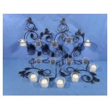 6 Metal Wire Votive Holders w/Candles