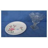 Jeannette Milk Glass & Clear "Crystal" Compote