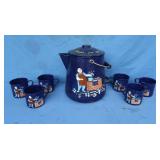 Enamelware Kettle & Cup Set