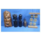 Mexican Molded Mask Display (glass & wood),