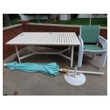 Outdoor Dining Table w/Umbrella Stand & 6 Chairs