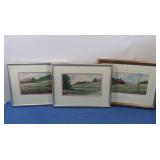3 Framed Watercolor on Paper Landscape Paintings