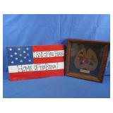 Framed Painted Hattie Leaf, Handpainted Patriotic