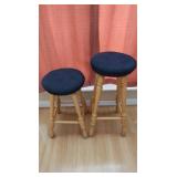 2 HD Solid Wood Bar Stools w/Pads