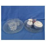 Pottery Sugar & Creamer, Crown Royal Lowballs &